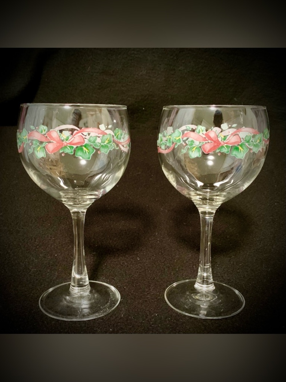 🎀Corelle Callaway Holiday (2) Goblet Wine Glasses 10 oz Christmas Set